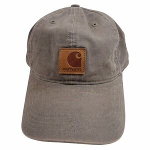 Carhartt Twill Cap – Men's Brown‎ Leather Logo Patch Adjustable